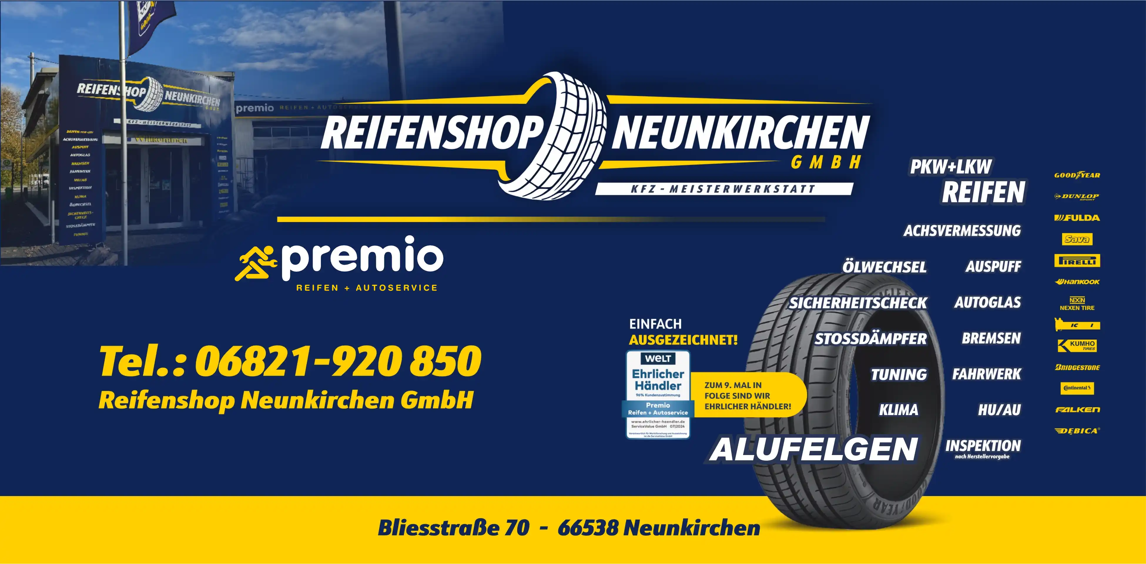 Darstellungsgrafik unseres Reifenshops mit Partnerlogos